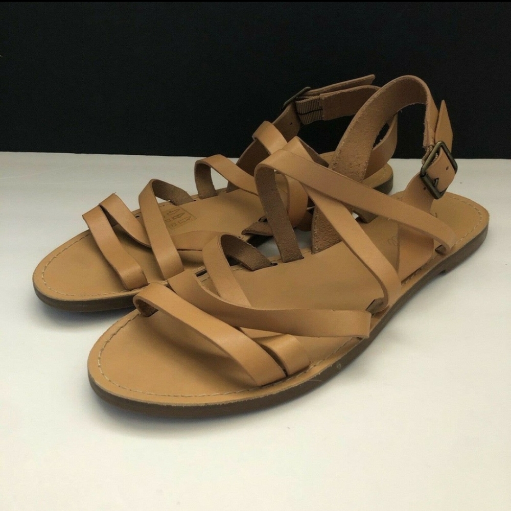 Madewell Boardwalk Tan Leather Strappy Sandal 9
